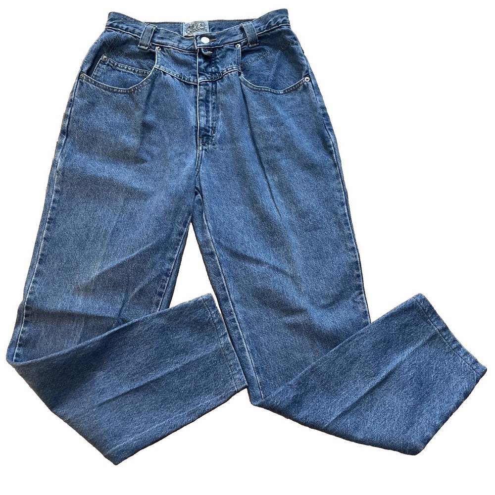 Vintage Sasson High Rise Tapered Leg Mom Jeans Cotton Medium Wash 1980's Sz 12